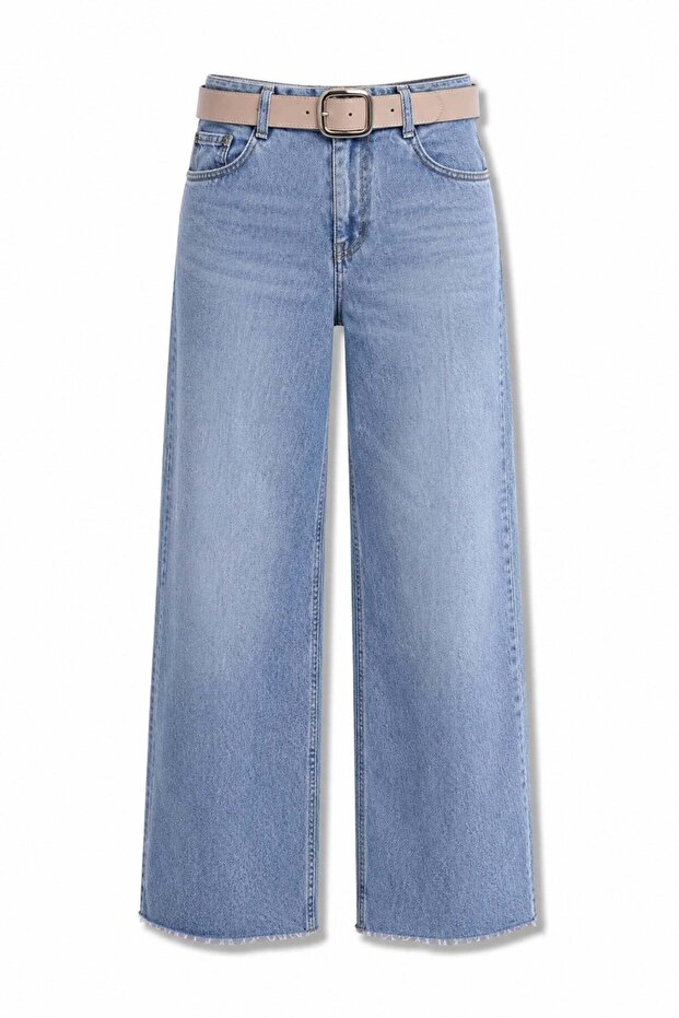 Blue Belted Wide Leg Jean 26827