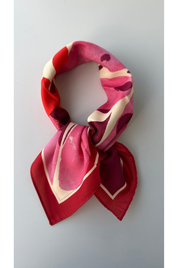 Red patterned women's scarf bandana 50x50 cm standard size hair neck bag accessory