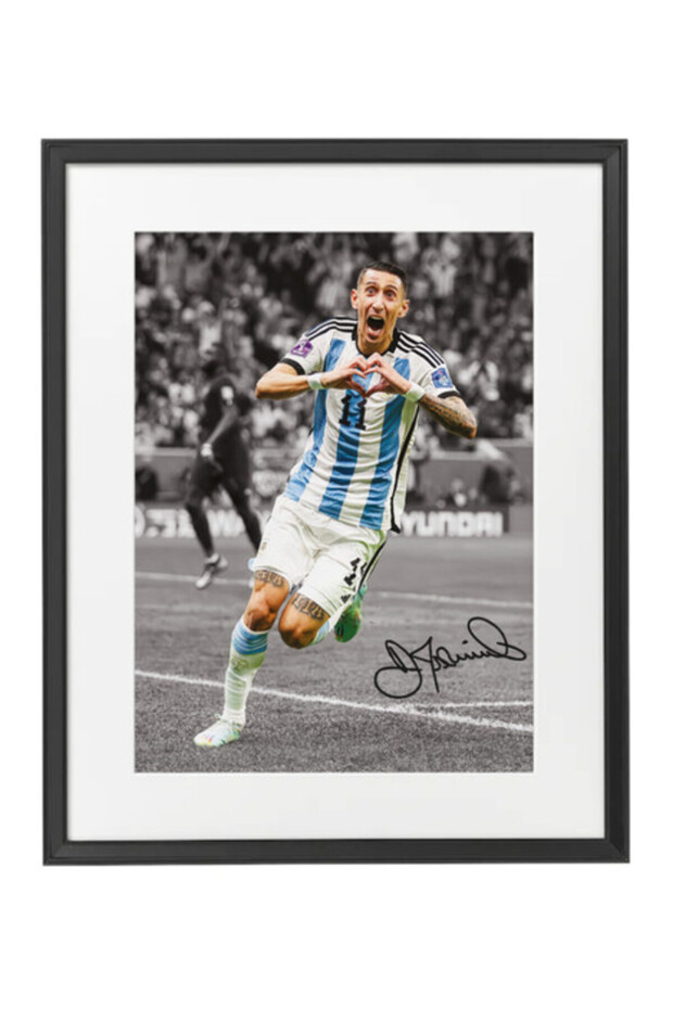 Angel Di Maria Framed Poster 50x40cm – Argentina Football Wall Art, Printed Autograph, Soccer Memorabilia, Gift for Fans