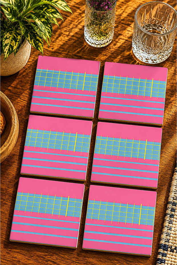 Modern Design Set of 6 Coasters - Uv Printing Mdf - 10X10 cm