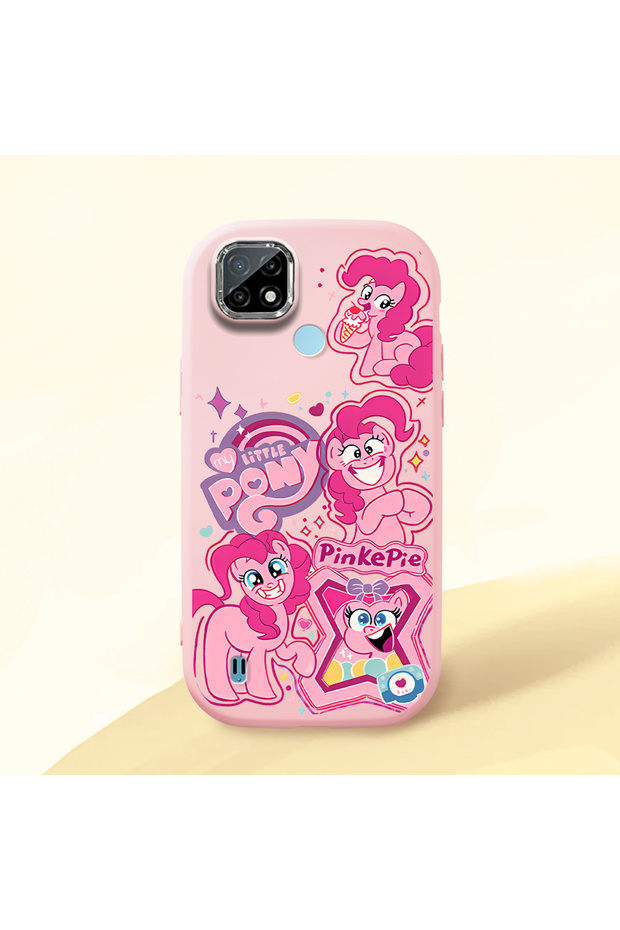Realme C21 Compatible Shock-Absorbing Camera Protected Pink Silicone Case