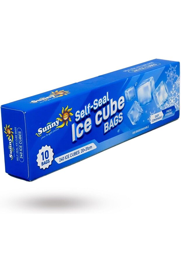 Ice Cube Bags Self-Seal 240 Ice Cubes 20cm x 31cm, 10 Pieces
