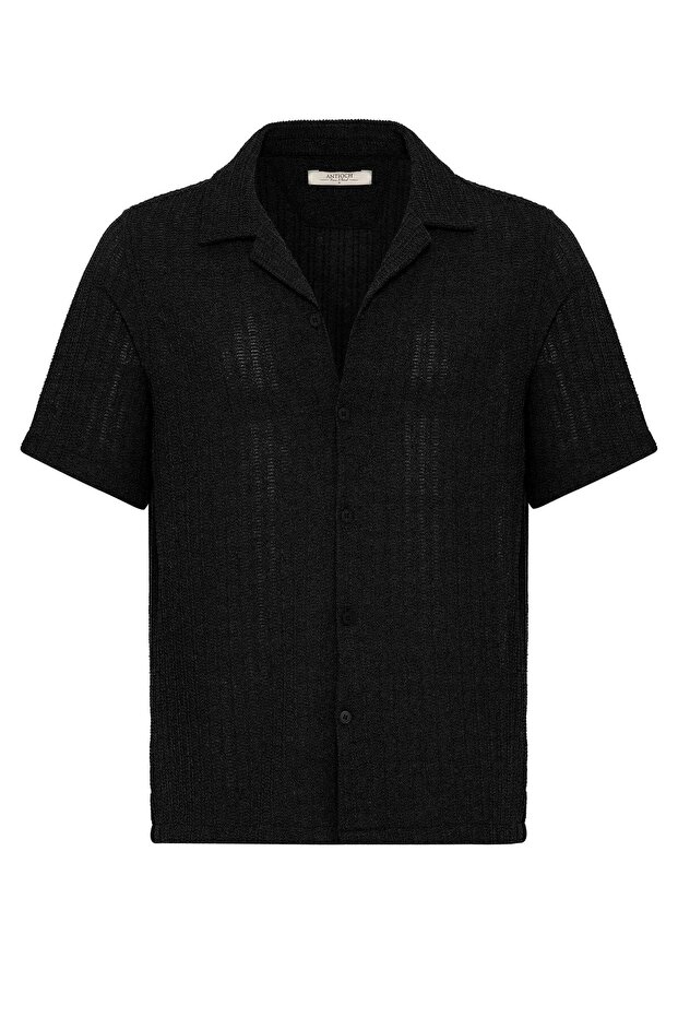Textured crochet men's shirt