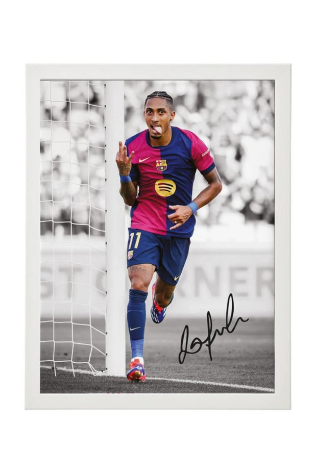 Raphinha Barcelona Printed Autograph - Framed Poster 30x40cm - Football Memorabilia, Soccer Collectible, Gift for Fans , Man Cave