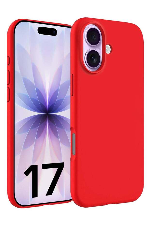 Silicone Protective Phone Case for iPhone 17 - Soft Anti-Scratch Microfiber Lining Ultra Slim Drop Protection Phone Cover - Red