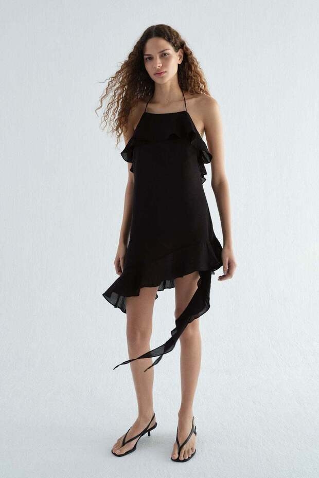 Flounced halterneck dress