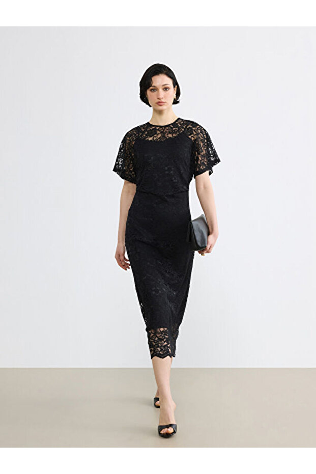 Crew Neck Lace Dress