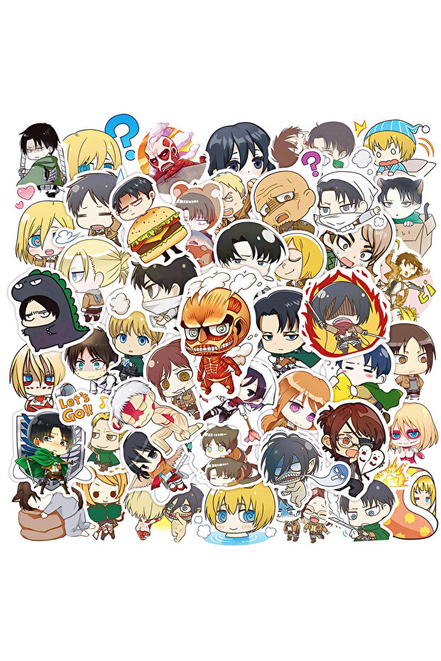 Bandai 50PCS 10/30/50pcs Attack On Titan Stickers Q Version Eren Jaeger Anime Sticker Notebook Lapto
