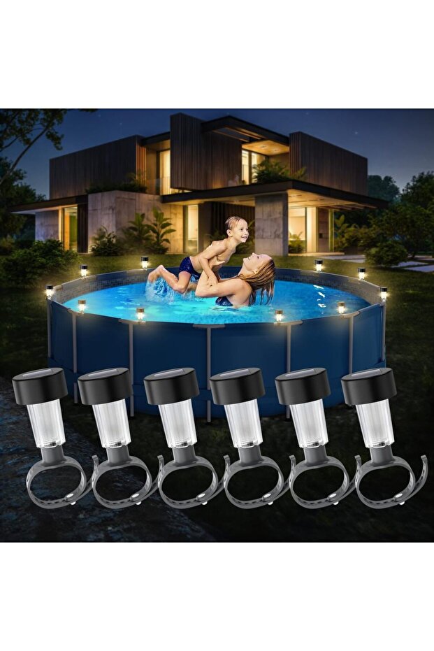 Pool light 6 packages Solar Pool Light Frame on the ground for swimming pool outdoor pool fence deco