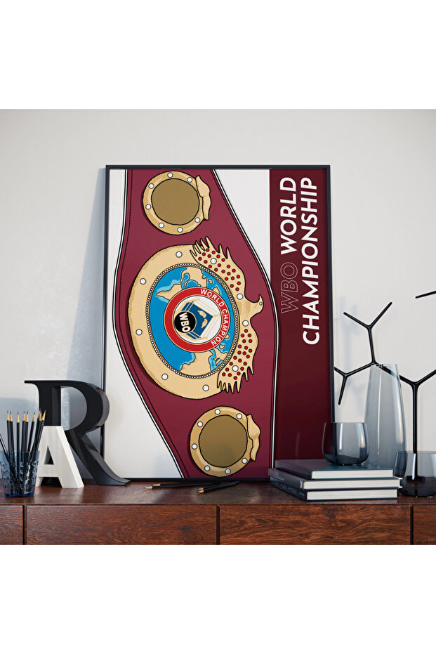 WBO Boxing World Title Belt Poster with Frame 50x40cm