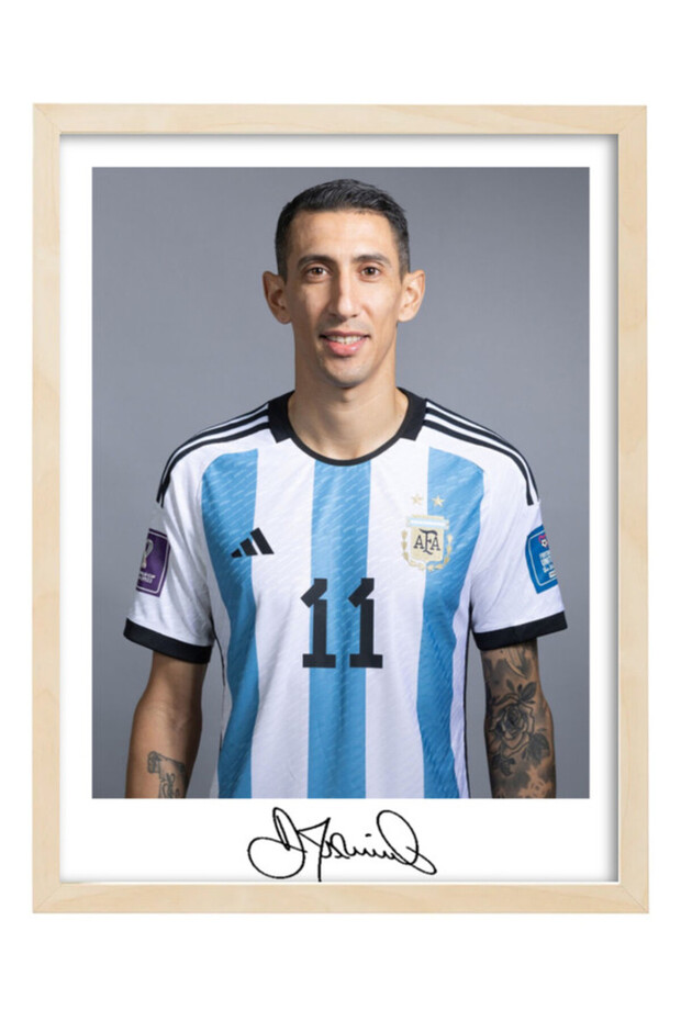 Di Maria Argentina FIFA World Cup Autographed Poster with Frame 30x40cm