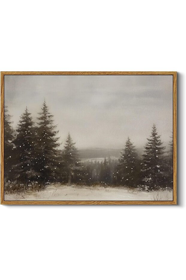Christmas Forest Canvas Decor with Outer Frame for Bathroom 40x60 cm