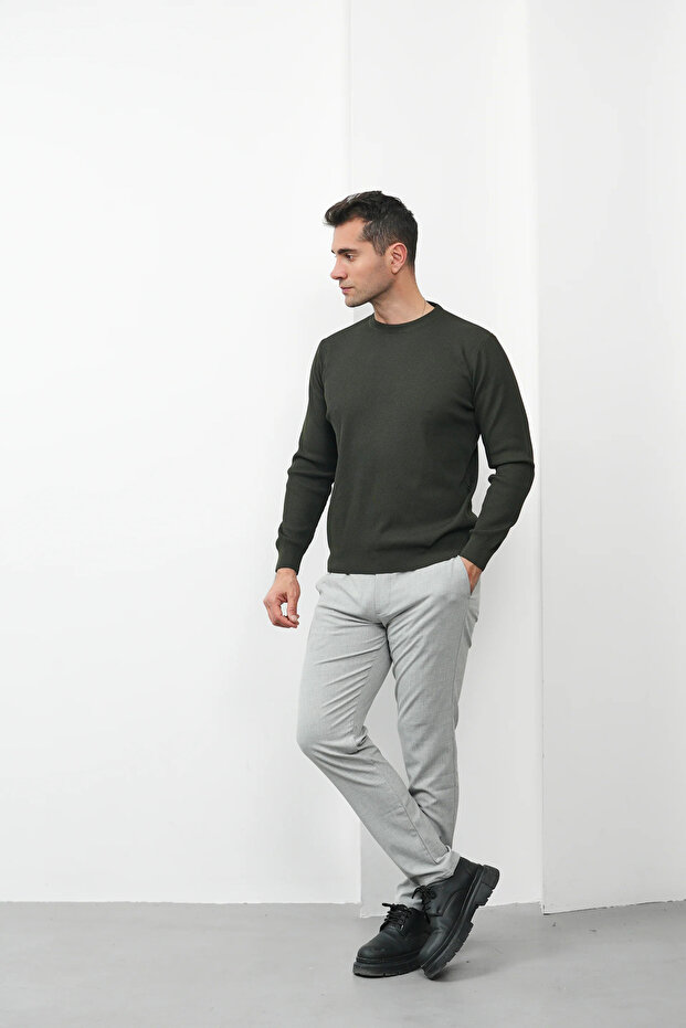 Wick Patterned Crew Neck Sweater - 3