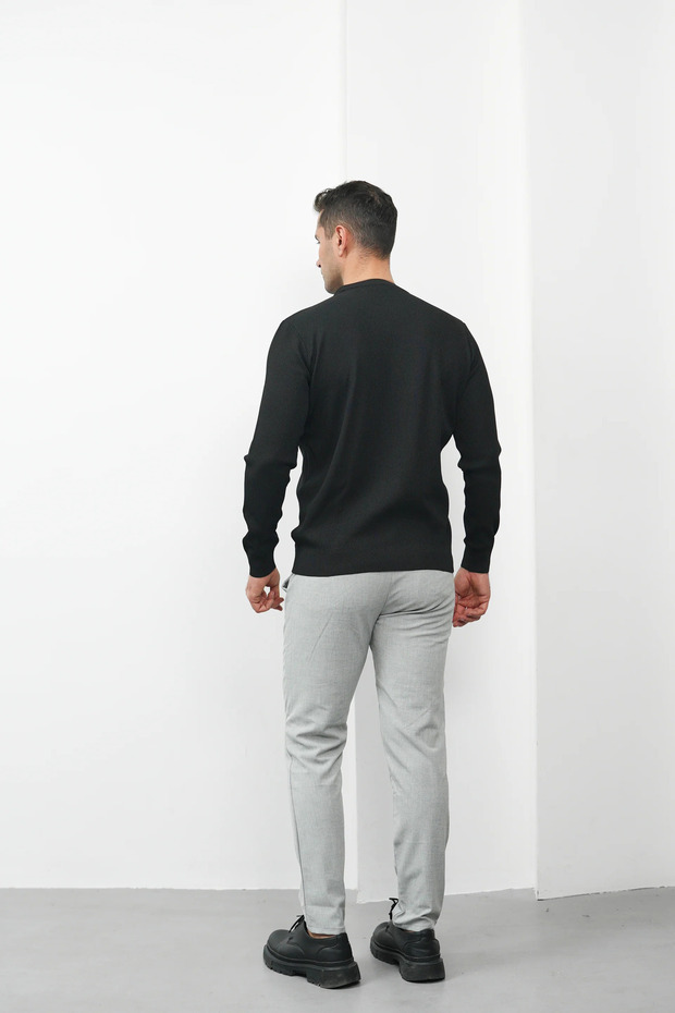 Wick Patterned Crew Neck Sweater - 8
