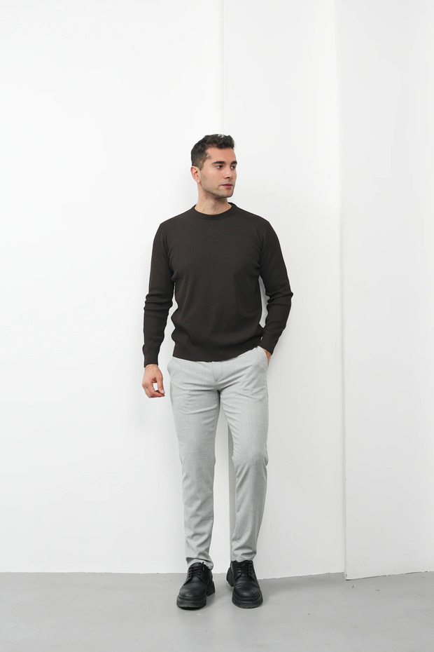 Wick Patterned Crew Neck Sweater - 1
