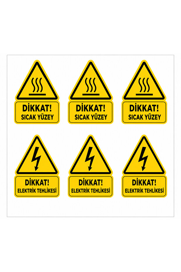 Warning Sticker Set – Hot Surface & Electrical Hazard – 6-Piece Sticker Set