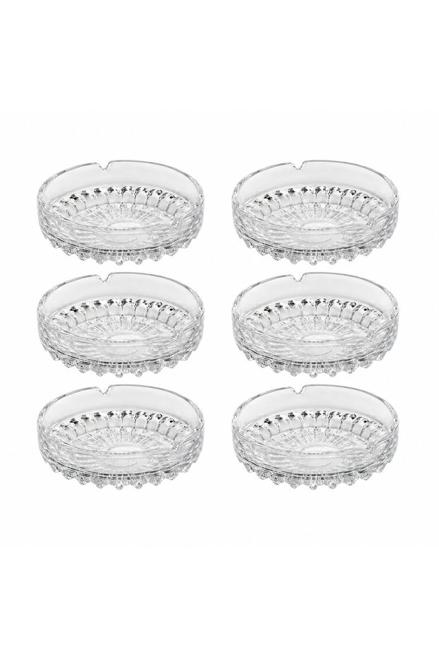 Set of 6 Glass Ashtrays, Transparent Crystal-Looking Decorative, Economical and Stylish Ashtrays, 80 ml