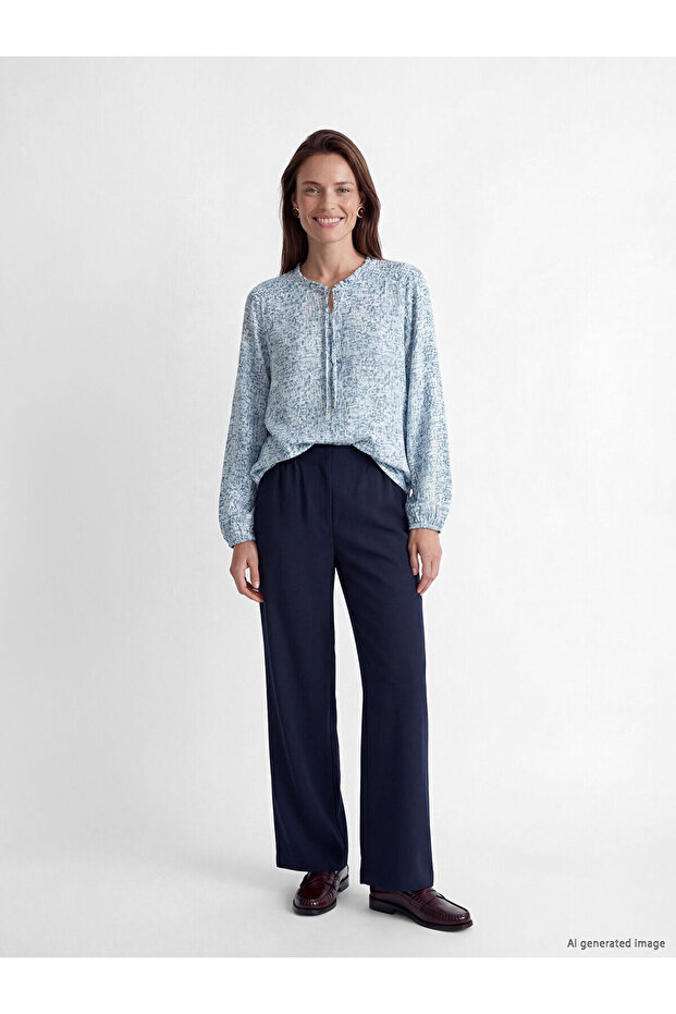 Nevavm Collar Patterned Blouse with a Difference - 2