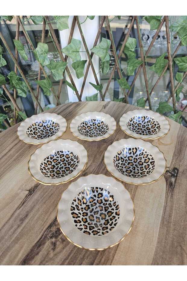 طقم 6 قطع من أوعية الصلصة بتصميم الفهد متعددة الأغراض بتصميم مريح ووعاء زخرفي مقاس 12 سم