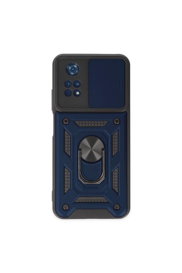 Xiaomi Poco M4 Pro 4g Case with Pars Lens Ring Silicone - Navy Blue