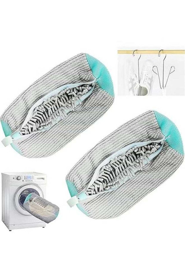 2 PCS Shoe Cleaning Bag for Washing Machine,Adjustable Sneaker Laundry Bag for 360° Cleaning,Grey