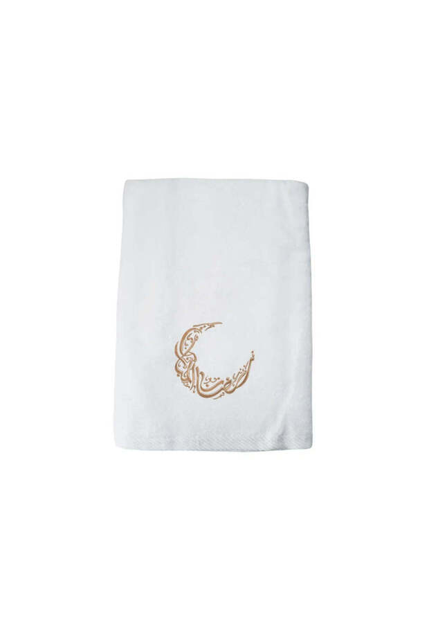 Embroidered Hand Towel 50 x 80 Cm 600 GSM Soft Absorbent White Cotton Eid Ramadan Decorative Bathroom Towel Collection