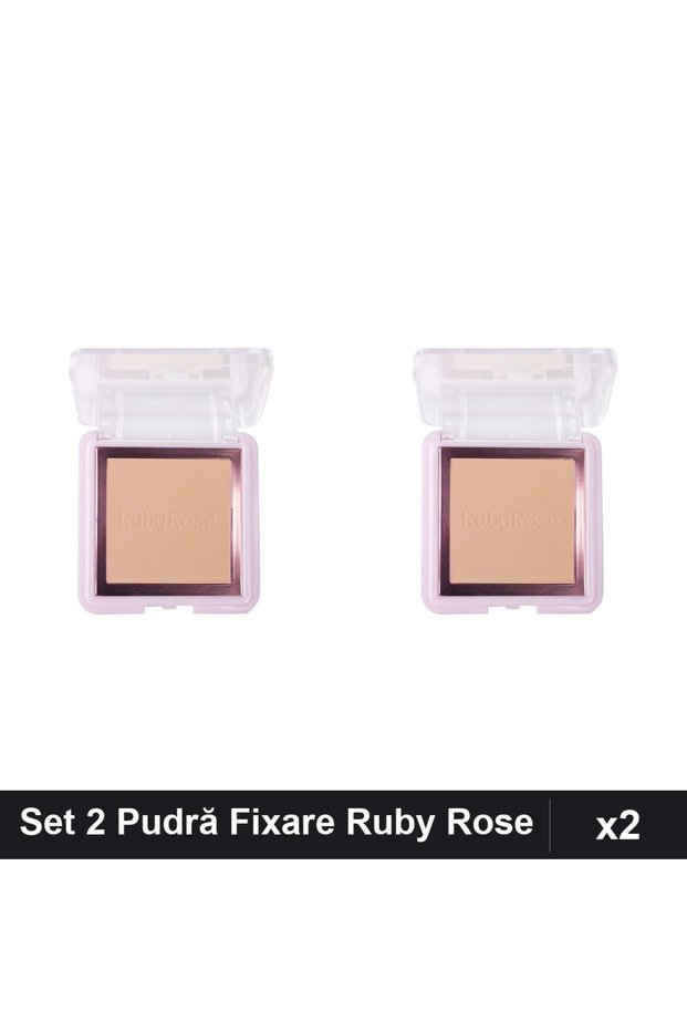Set 2 Pudră Compactă Ruby Rose PC30, Fixare Contouring, Manichiură Profesională