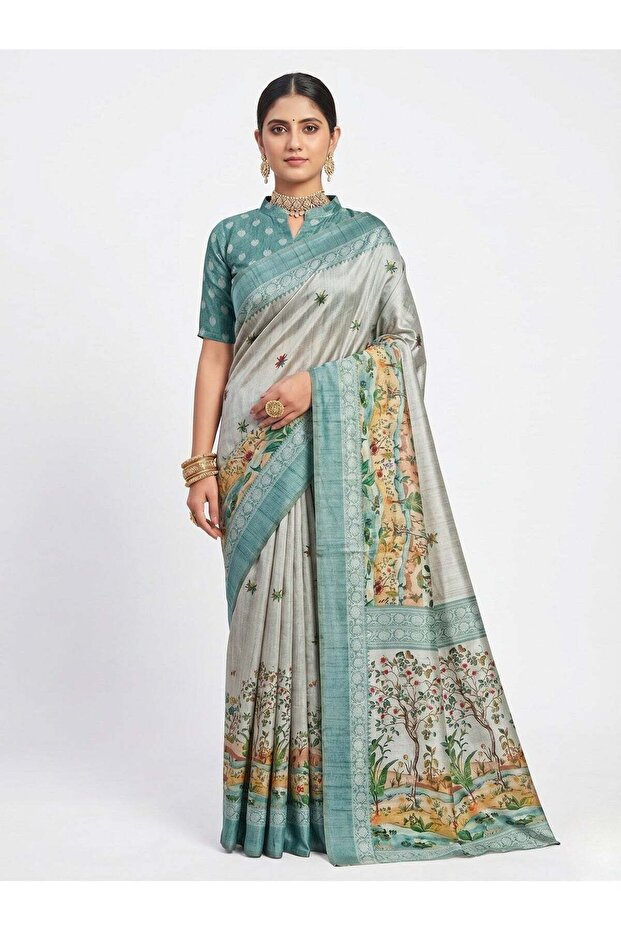 Nool Vana Art Silk Saree with Unstitched Blouse Material