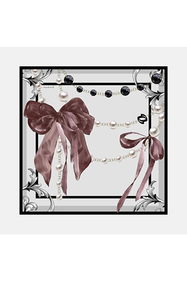 Twill Silk Scarf Silver, Burgundy, Black, Pearl
