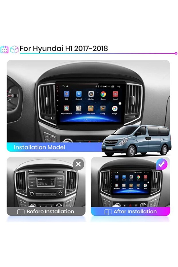 شاشة أندرويد لهيونداي H1 موديل 2016-2020، 8 جيجابايت رام، 128 جيجابايت روم، تدعم أبل كار بلاي لاسلكيًا وأندرويد أوتو، كاميرا خلفية مدمجة بتقنية AHD.