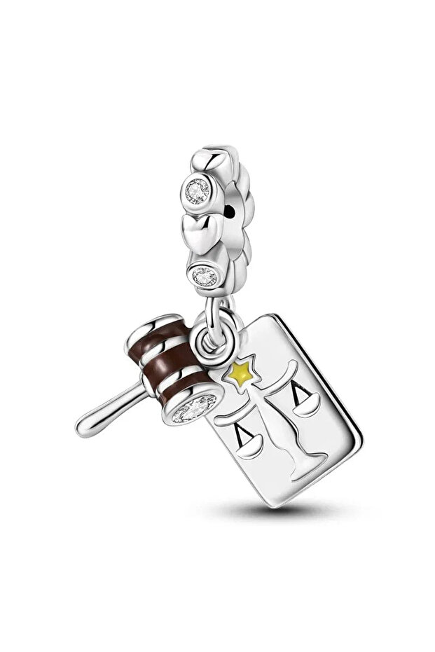 Justice Icon and Gavel Dangle Charm