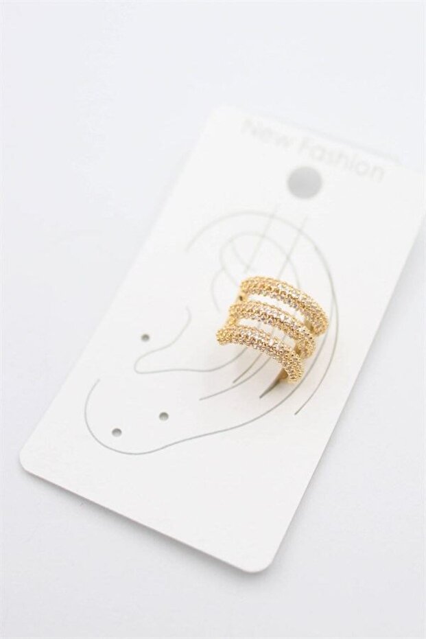 Stoned Cartilage Earrings - Gold