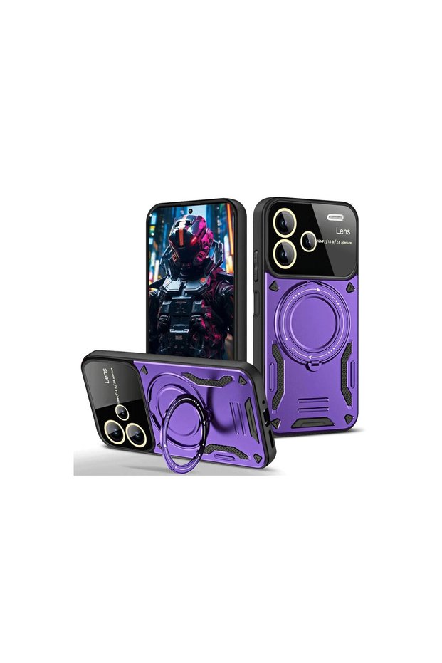 Redmi Note 13 Pro Plus Compatible Joy Lens Stand Cover - Purple