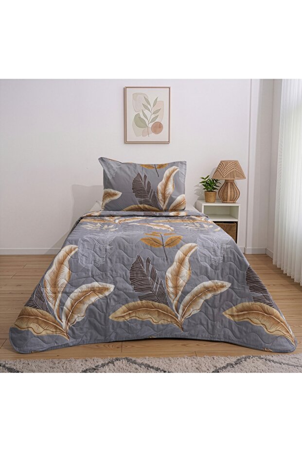Single Floral Patterned Multi-Purpose Bedspread 160*220 & +1 Pillowcase (Piqué)