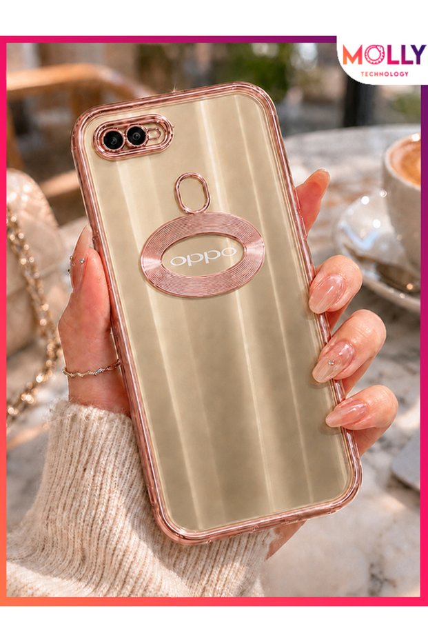 Lou Laser Transparent Silicone Case with Metallic Rose Lens Protector for Oppo Ax7