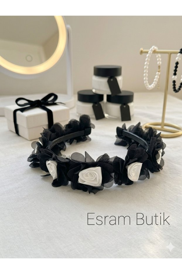 Black Floral Crown, Birthday Bridal Wedding Circumcision Show and Party Crown - Hair Accessory