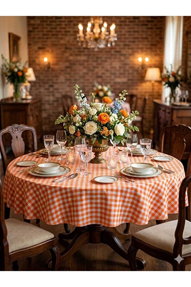 Round Gingham Tablecloth - 3