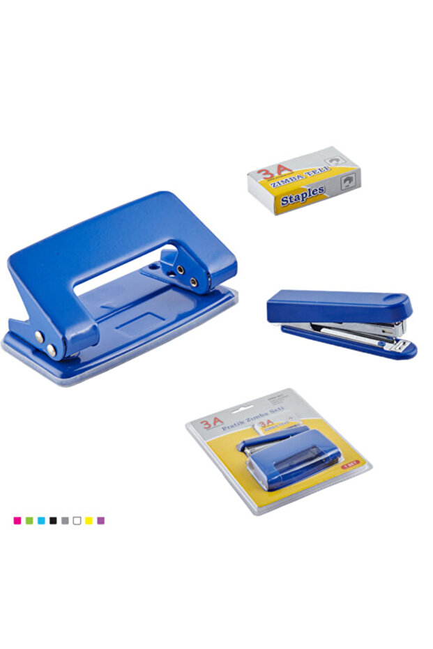 Practical Desktop Set for Office and School: Stapler, Hole Punch, Staple Wire