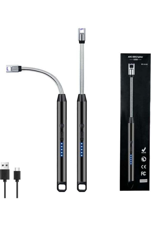 Candle Lighter, Lighter Electric Lighter, Rechargeable Type C Lighters Arc Lighter with LED Battery Display, Flameless Long Lighters for BBQ 360° Flexible Neck Camping