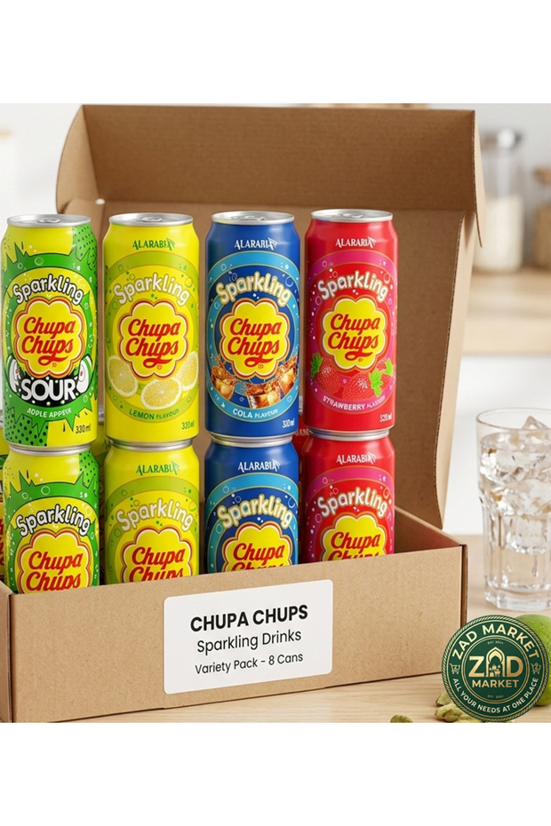 مجموعة مشروب تشوبا تشوبس (Chupa Chups) الغازي الفوار – نكهات 8*330 مللى