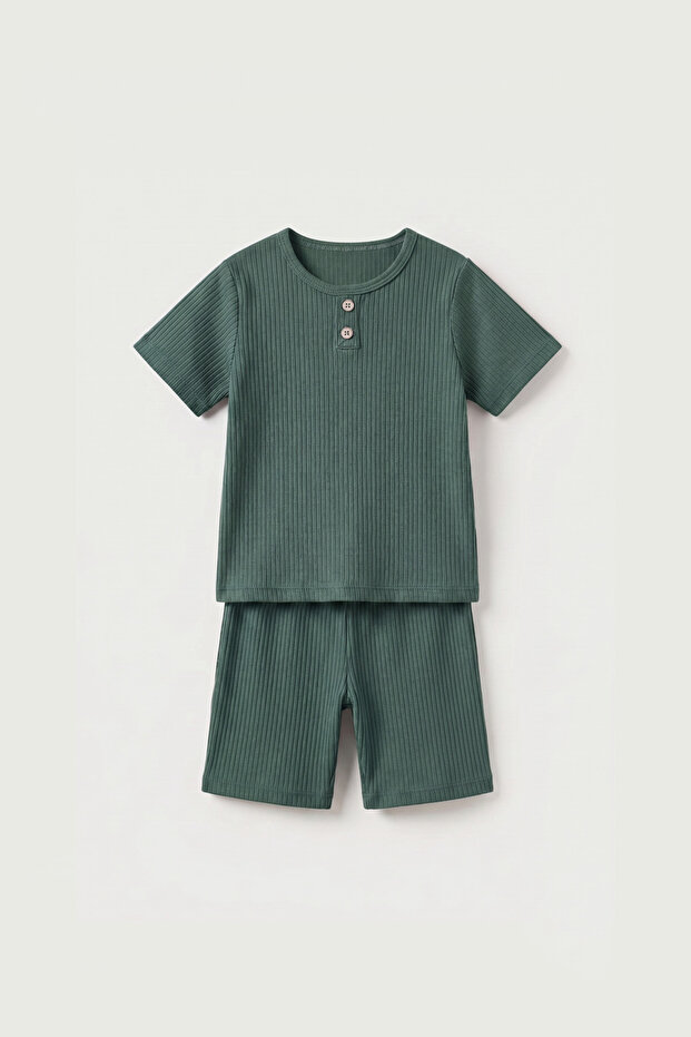 Soft Corduroy Unisex Shorts Set 2-8 Years Green