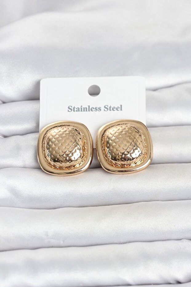 316L Steel Gold Color Button Model Women's Earrings