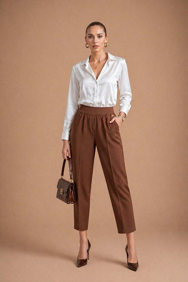 Women's Double Pants Brown 31351