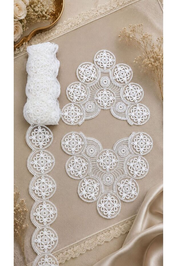 Propeller Pattern French Lace 11 Meters 2 Pieces Applique