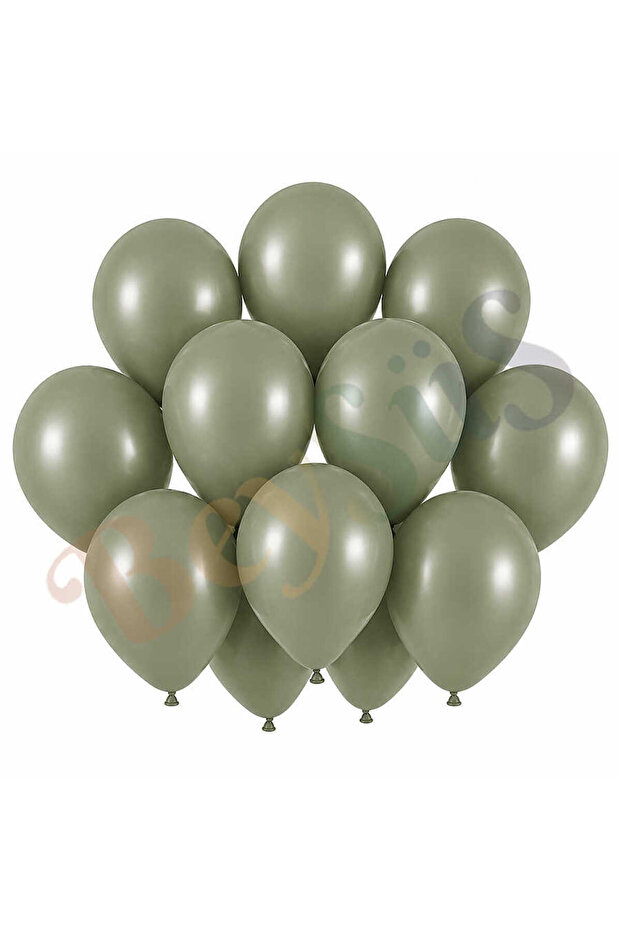 Sage Green Color Latex Retro Balloon (30 cm) - 12 Pieces