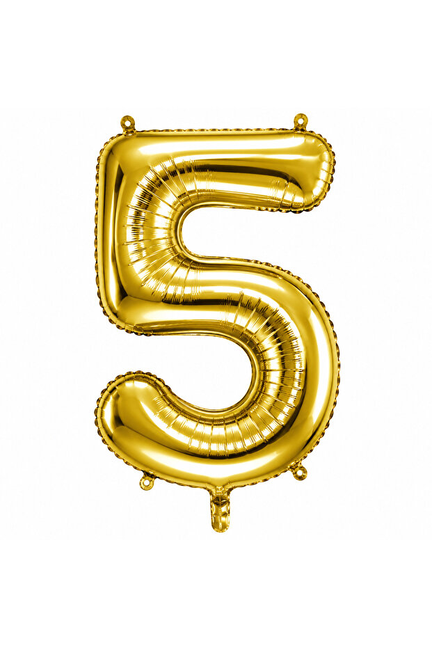 5 Number Foil Balloons Gold Color (36 cm)