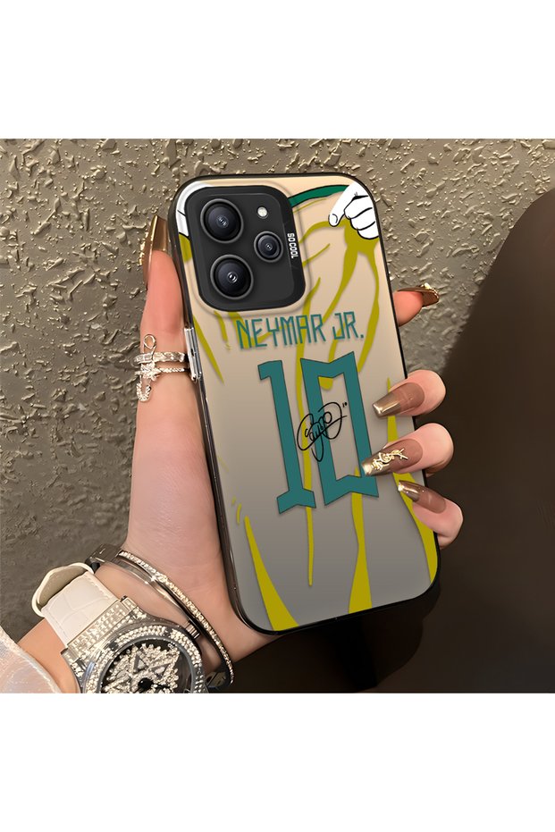 Redmi 12 Compatible Silicone Edge Hard Back Case Couple Phone Case with Neymar Pattern