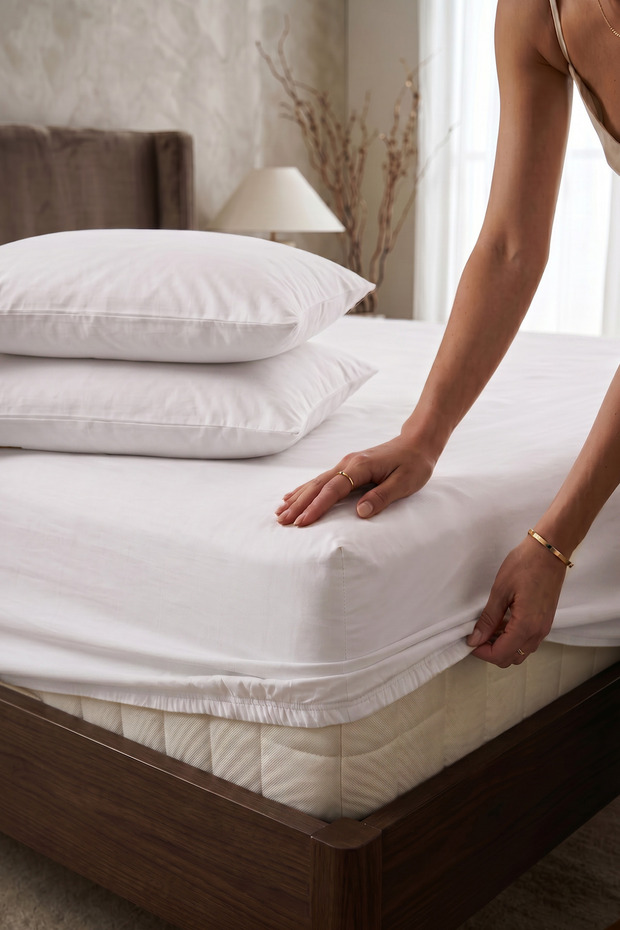 Ranforce Cotton Single Elastic Bed Sheet Set - 100X200 + 30 cm (Sheet + Pillowcase)