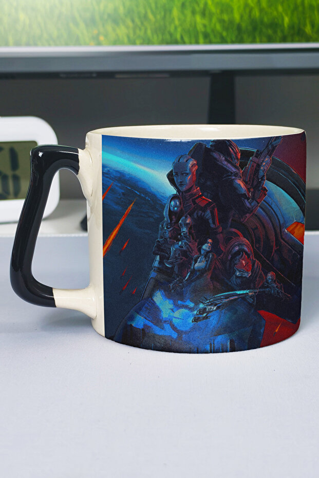 Mass Effect Printed Ceramic Luxury Mug (1 Piece) Special Black Handle Wave Handle V2D