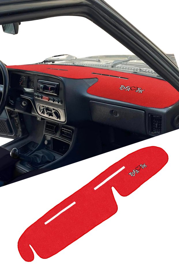 Tofaş Şahin Doğan Kartal Compatible High Chest Front Dashboard Red Torpedo Protection Carpet | Embroidery Embellished